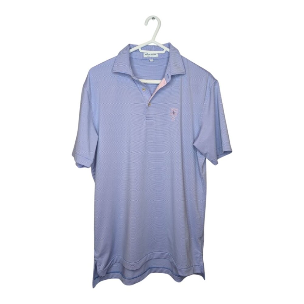 Peter Miller Summer Comfort Purple White Striped Golf Polo Top Mens M